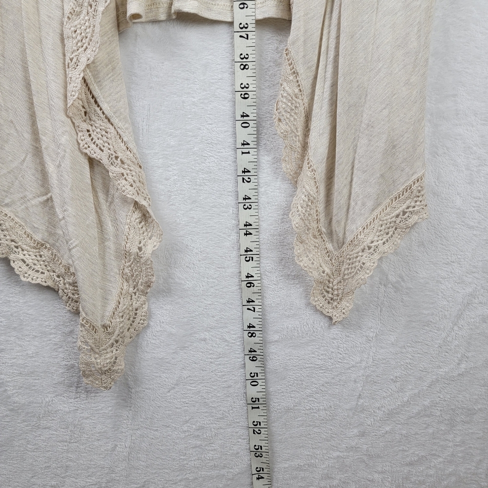 Lane Bryant Long Cardigan Womens Size 22 24 Open Front Lace Trim Beige NWT - Picture 5 of 10